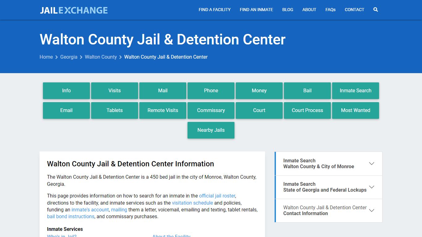 Walton County Jail & Detention Center, GA Inmate Search, Information